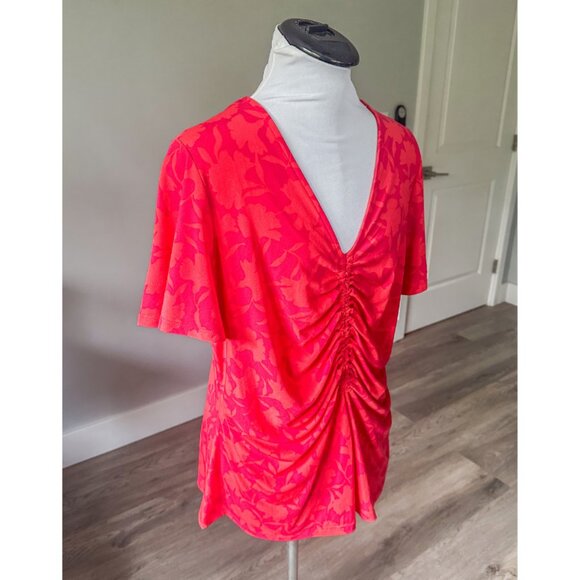 Michael Kors Women's Printed Ruched Flutter-Sleeve Top - NWT! - Picture 6 of 10